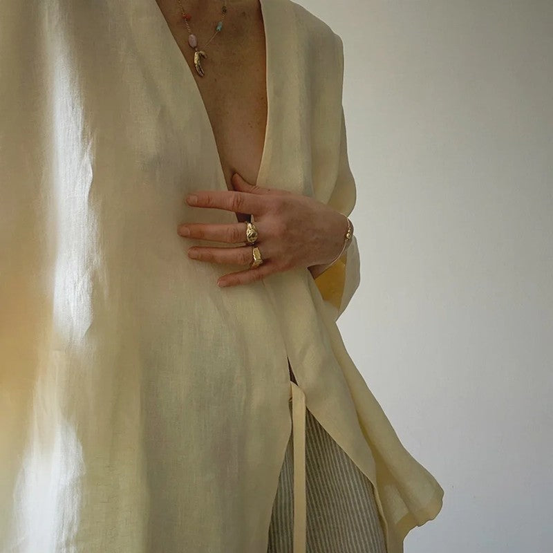Anne Relaxed Linen Tie Kimono