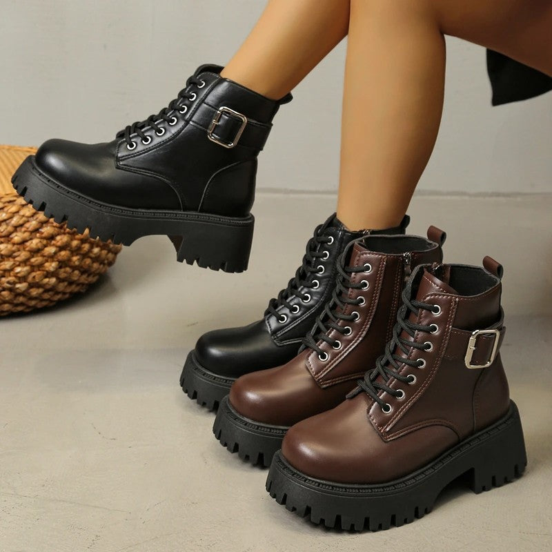 Donna Women's Chunky Lace-Up Platform Boots