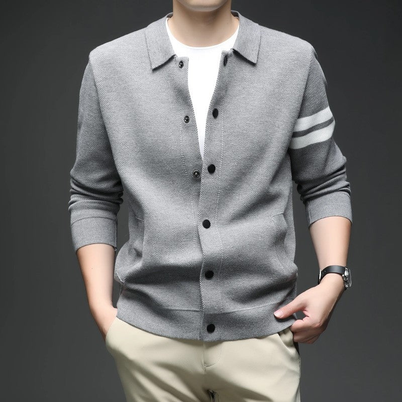 Ethan Men's Knit Stripe Button-Up Cardigan