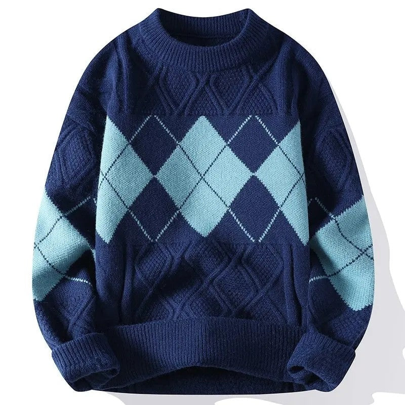 Javier Argyle Knit Crewneck Sweater