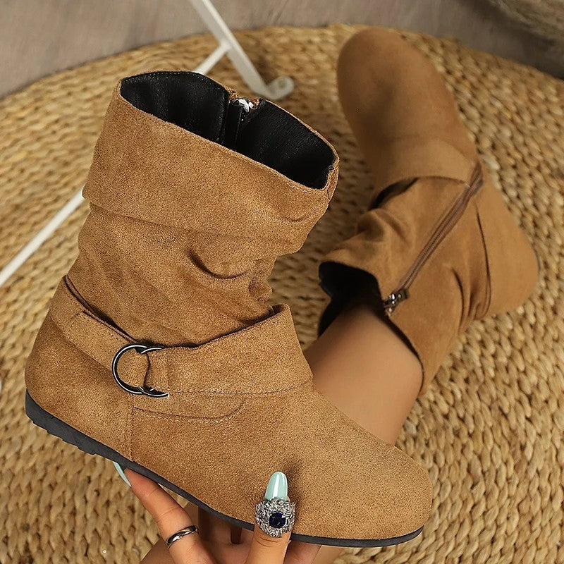 Lucia Slouch Suede Ring Ankle Boots