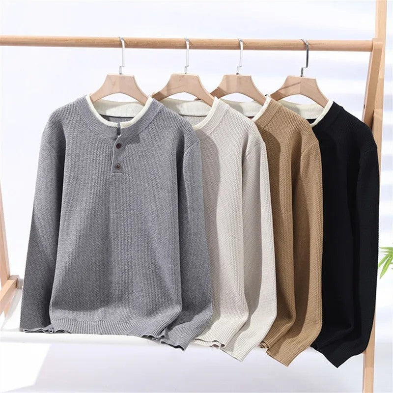 Simon Men's Textured Knit Henley Pullover
