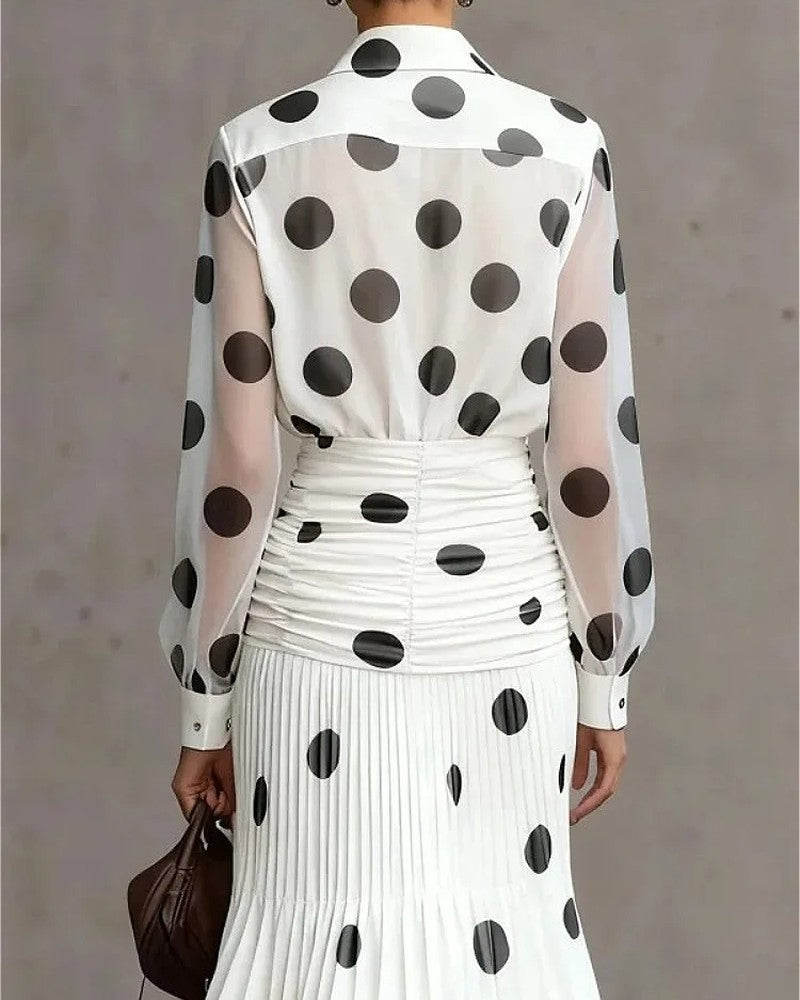 Valerie Sheer Polka Dot Button-Up Shirt