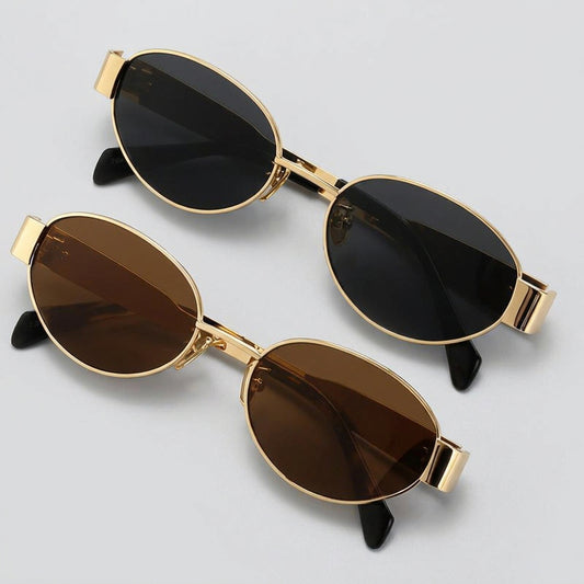 Adam Oval Gold Frame Sunglasses Set