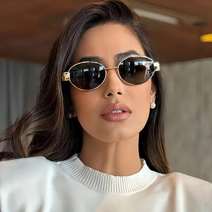 Adam Oval Gold Frame Sunglasses Set
