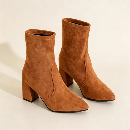 Agnes Block Heel Pointed Toe Ankle Boots