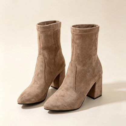 Agnes Block Heel Pointed Toe Ankle Boots