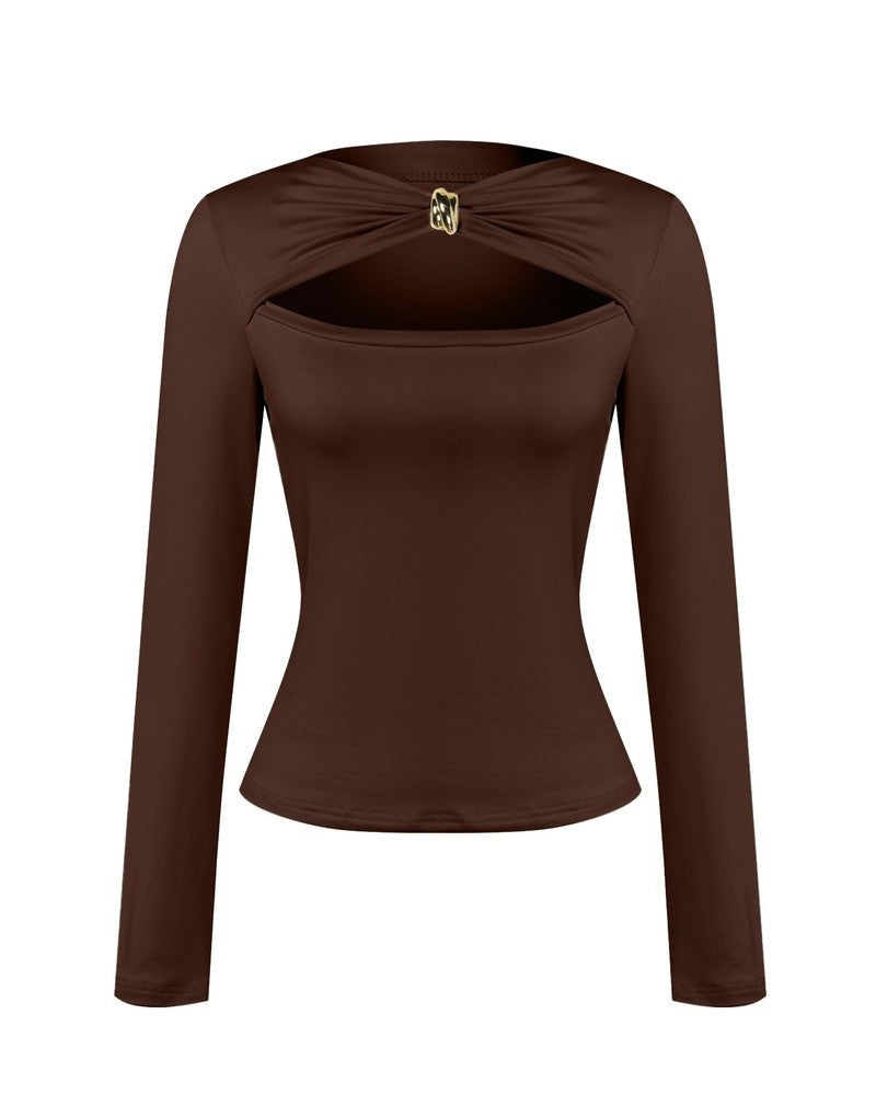 Andrea Cutout Ring Detail Long Sleeve Top