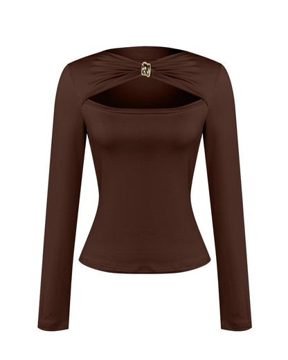 Andrea Cutout Ring Detail Long Sleeve Top