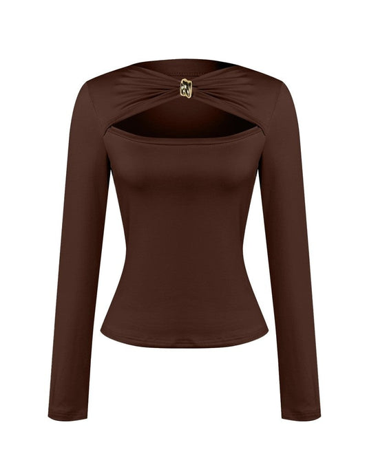 Andrea Cutout Ring Detail Long Sleeve Top