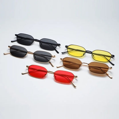 Anna Geometric Slim Metal Sunglasses