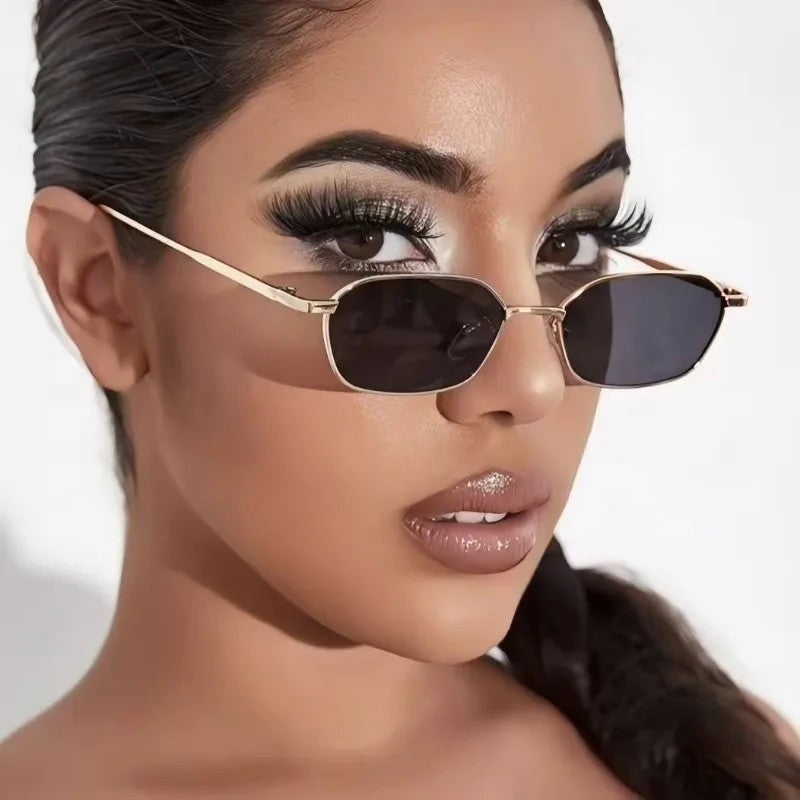 Anna Geometric Slim Metal Sunglasses