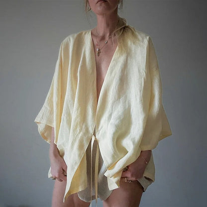 Anne Relaxed Linen Tie Kimono