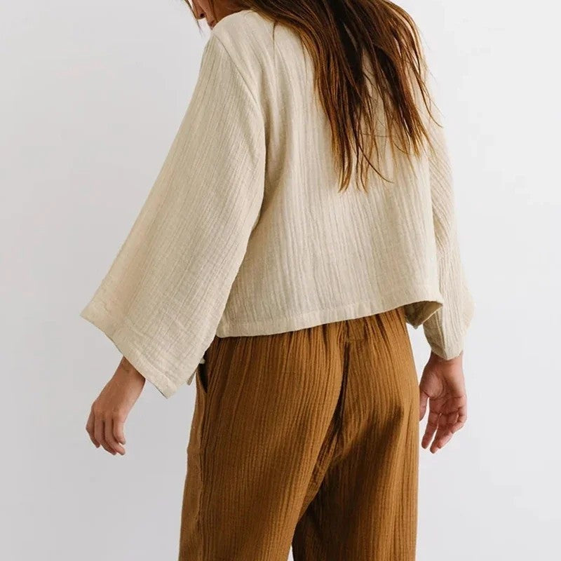 Astrid Relaxed Textured Wrap Top