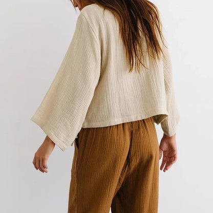 Astrid Relaxed Textured Wrap Top