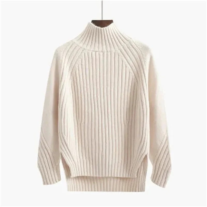 Audrey Ribbed Mock Neck Knit Sweater