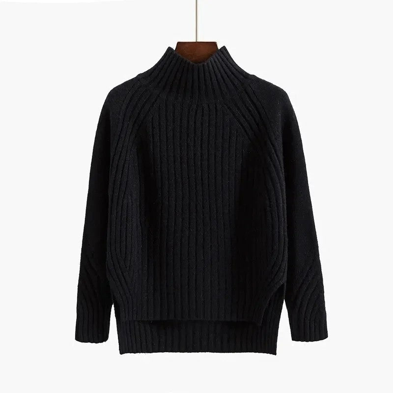 Audrey Ribbed Mock Neck Knit Sweater