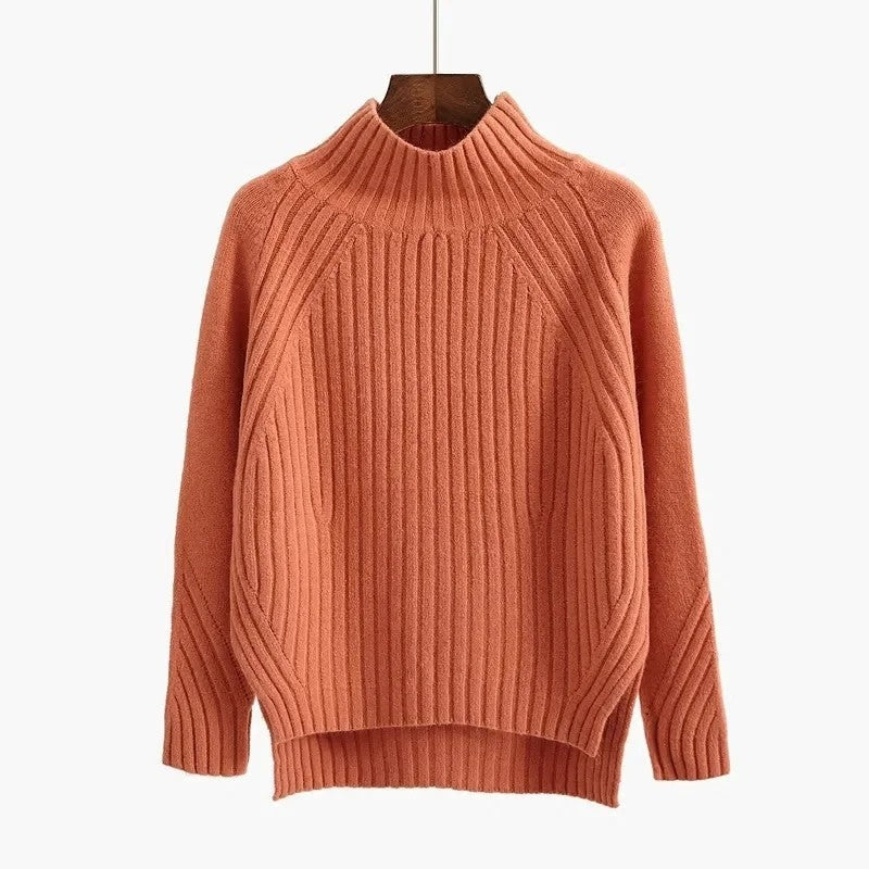 Audrey Ribbed Mock Neck Knit Sweater