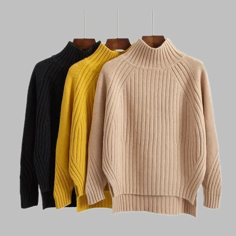 Audrey Ribbed Mock Neck Knit Sweater