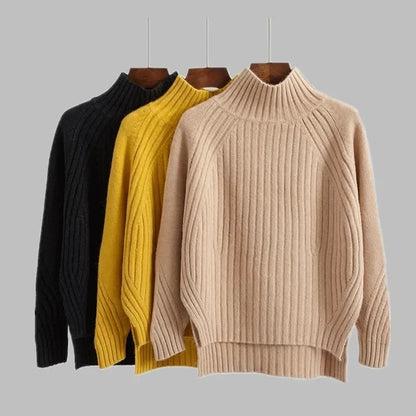 Audrey Ribbed Mock Neck Knit Sweater