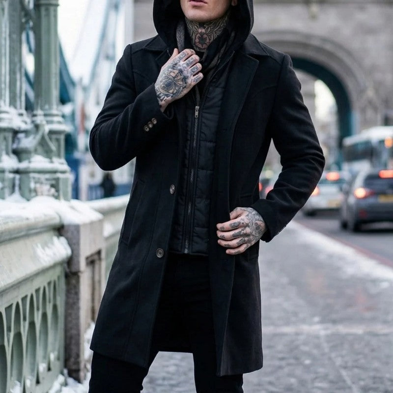 Carlos Hooded Wool Blend Overcoat