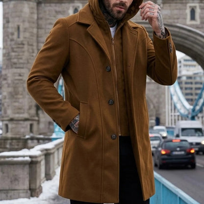 Carlos Hooded Wool Blend Overcoat
