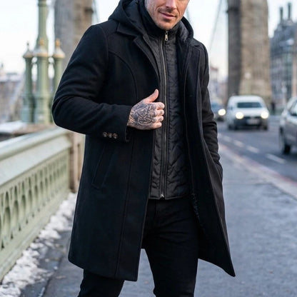 Carlos Hooded Wool Blend Overcoat