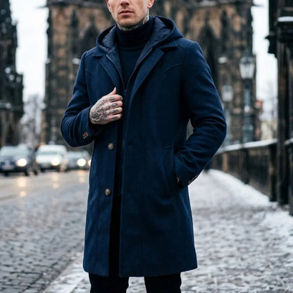 Carlos Hooded Wool Blend Overcoat