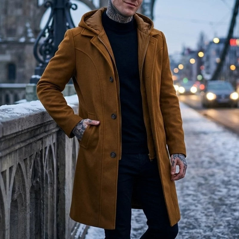Carlos Hooded Wool Blend Overcoat