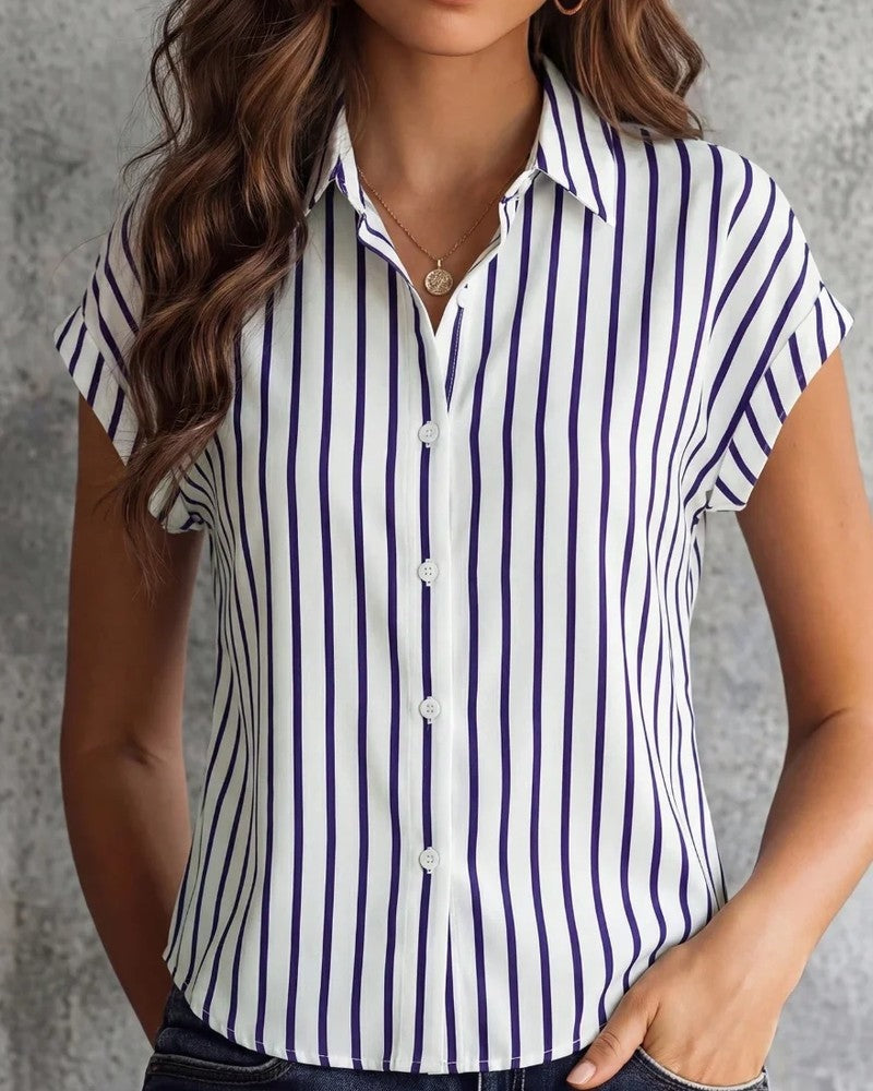 Charlotte Relaxed Stripe Button-Up Shirt