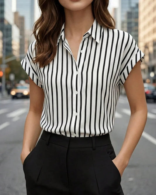 Charlotte Relaxed Stripe Button-Up Shirt