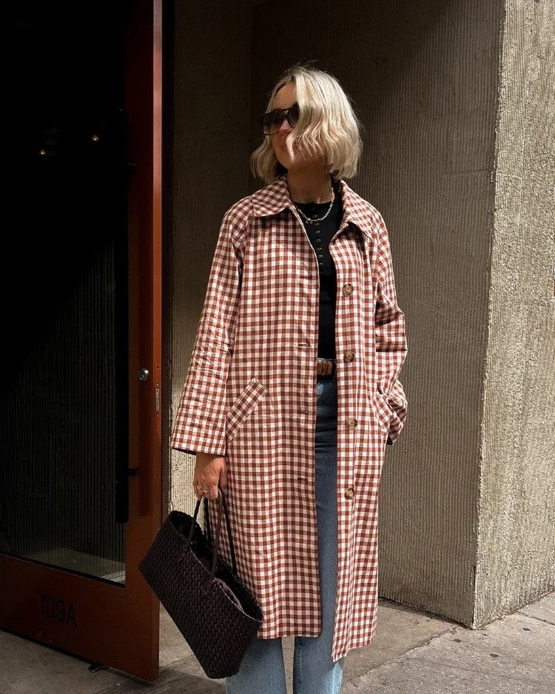 Claudia Gingham Check Long Coat