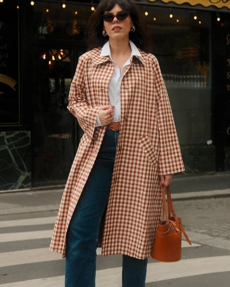 Claudia Gingham Check Long Coat