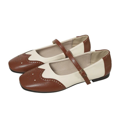 Daphne Women's Vintage Wingtip Mary Jane Flats