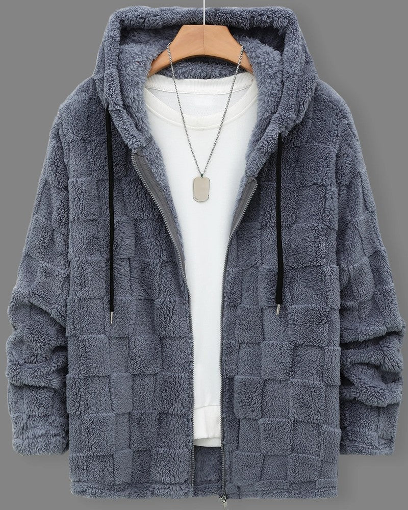 Derek Textured Fleece Hooded Zip Jacket