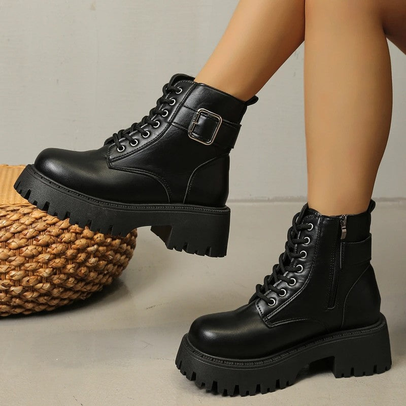 Donna Women's Chunky Lace-Up Platform Boots