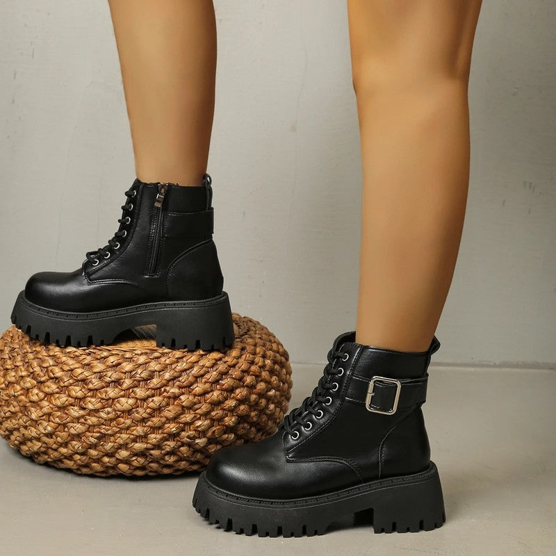 Donna Women's Chunky Lace-Up Platform Boots