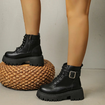 Donna Women's Chunky Lace-Up Platform Boots