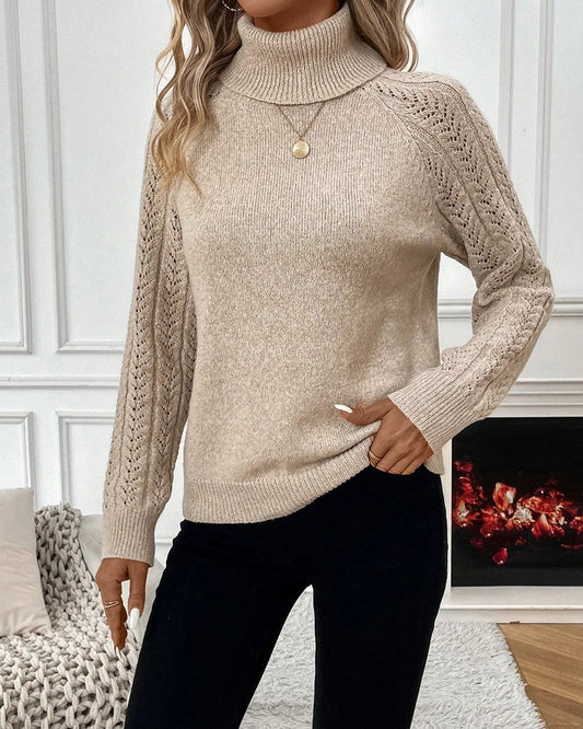 Edith Cable Knit Raglan Turtleneck Sweater
