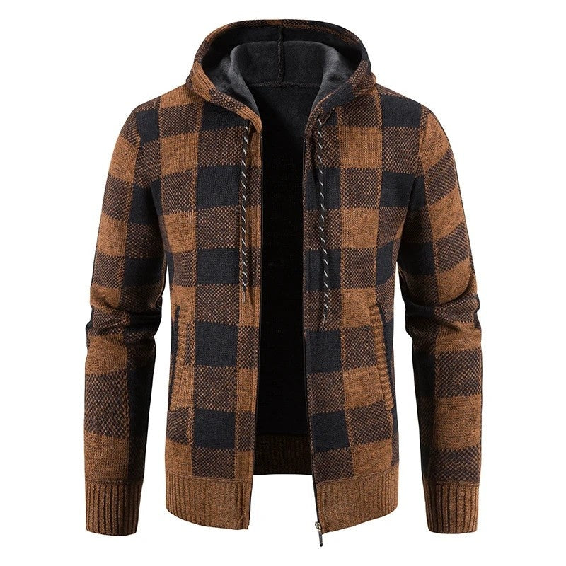 Eduardo Plaid Fleece Hooded Zip Jacket