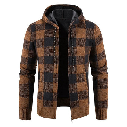 Eduardo Plaid Fleece Hooded Zip Jacket