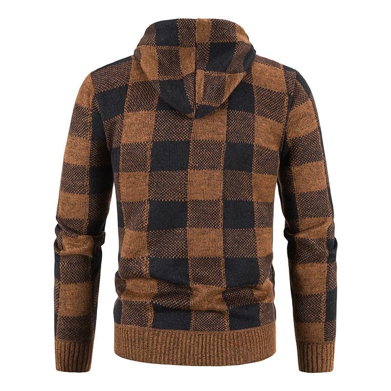 Eduardo Plaid Fleece Hooded Zip Jacket