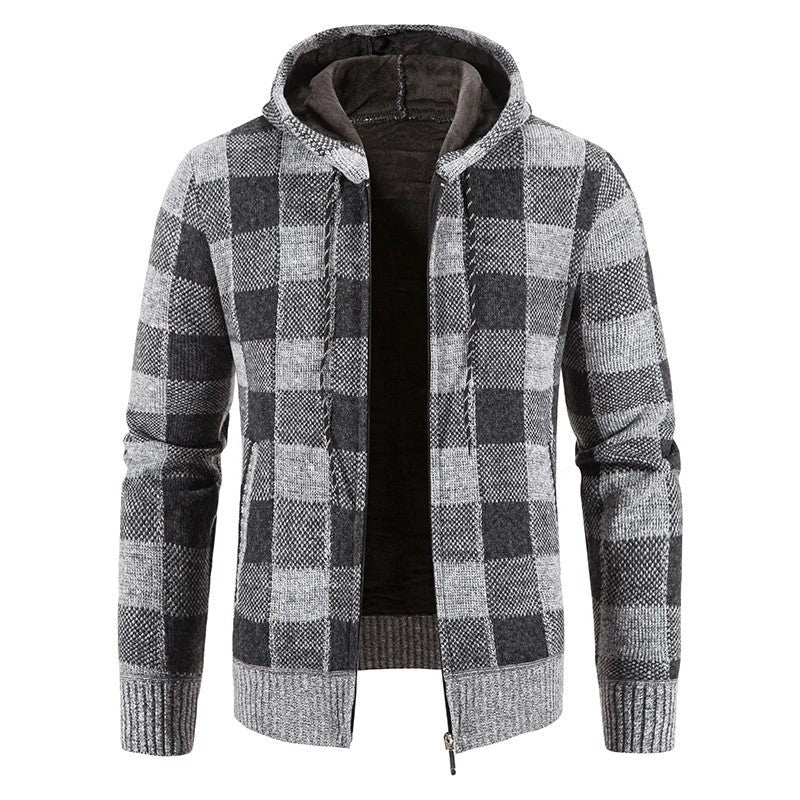 Eduardo Plaid Fleece Hooded Zip Jacket