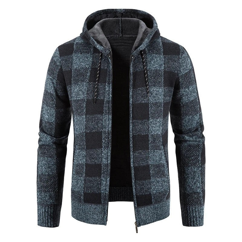 Eduardo Plaid Fleece Hooded Zip Jacket