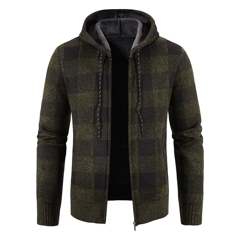 Eduardo Plaid Fleece Hooded Zip Jacket