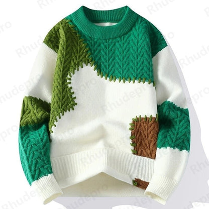 Edward Patchwork Textured Knit Sweater