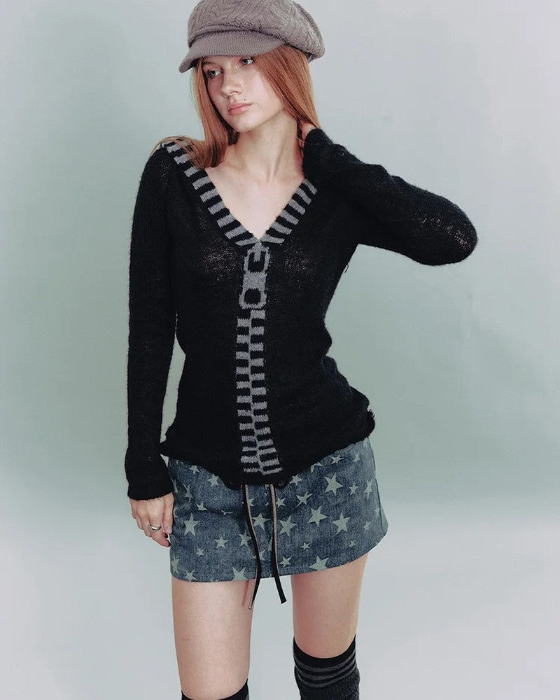Ella Sheer Stripe Knit Sweater