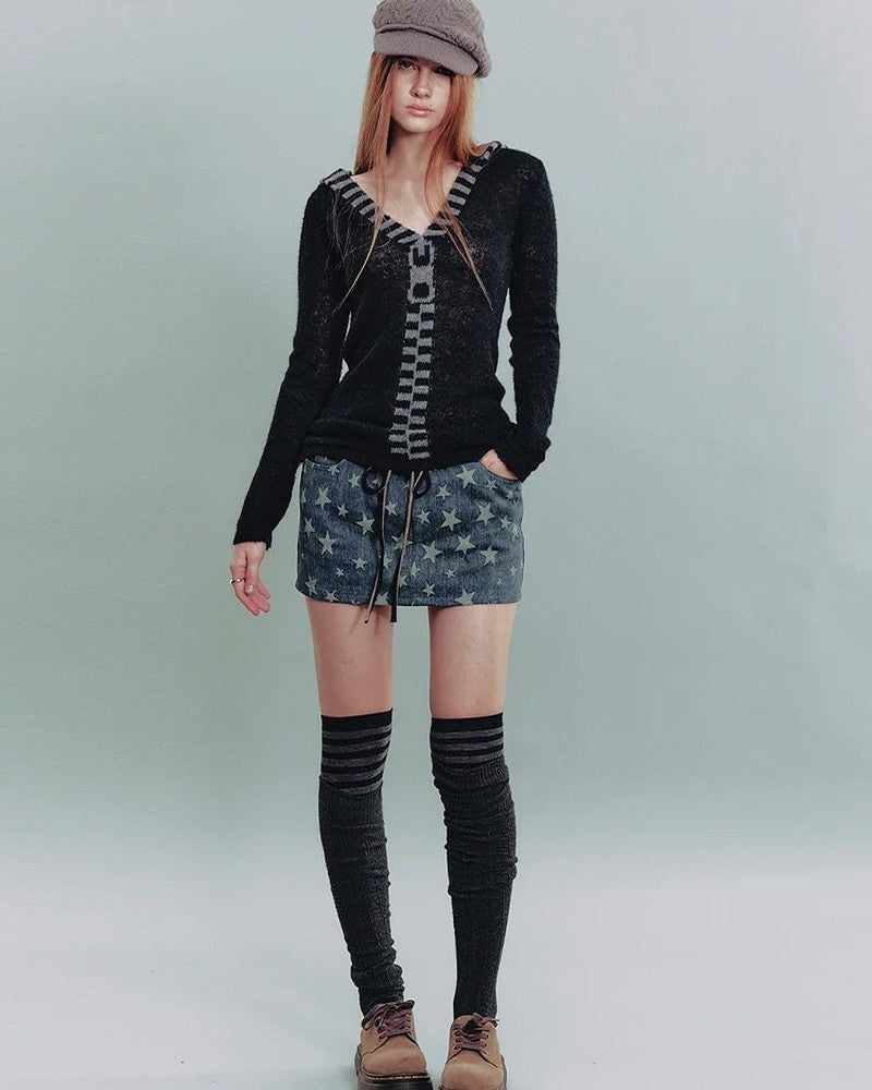 Ella Sheer Stripe Knit Sweater