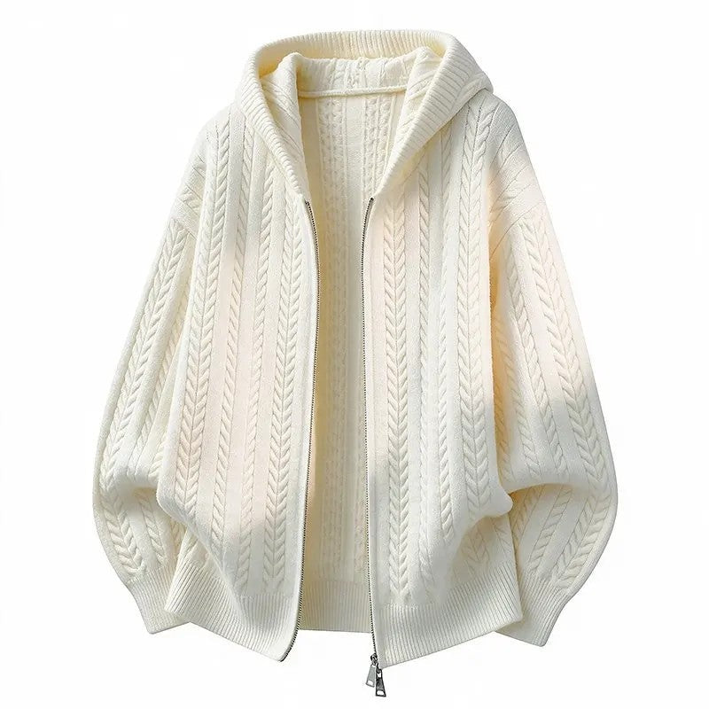 Erik Relaxed Cable Knit Zip Hoodie