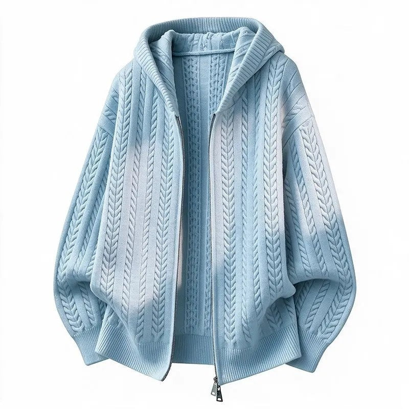 Erik Relaxed Cable Knit Zip Hoodie